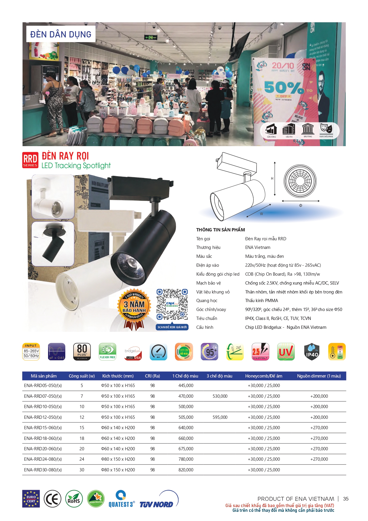 Bảng giá đèn led Ena 2026